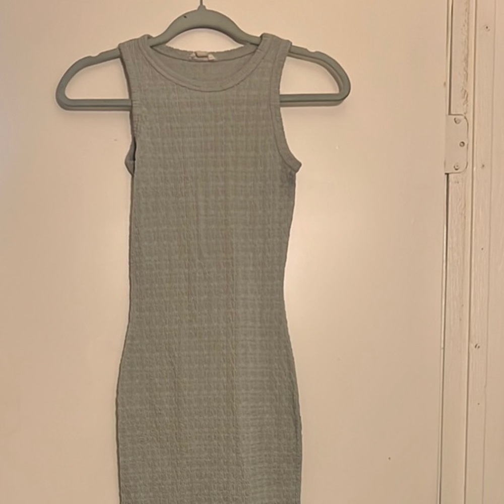 Sleeveless Ribbed Knit Dress - Sage Green
